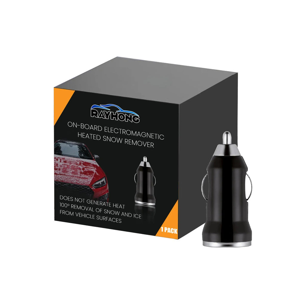 Black portable car snow melting tool deicer charger measuring 5.5 cm