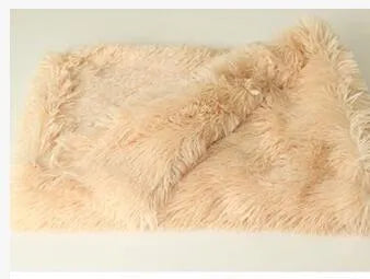 Long plush pet blanket for dogs and cats shown in light grey colour.