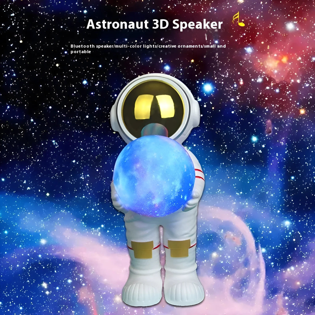 Spaceman starry sky projection lamp on a table, showing star pattern projection