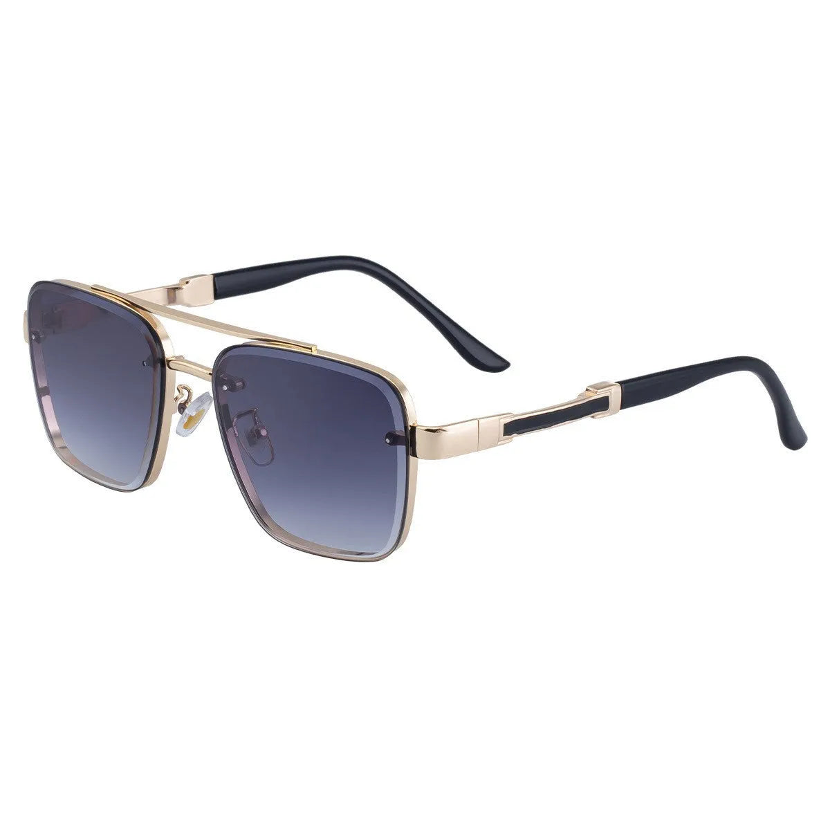 Men's vintage sunglasses with UV400 protection in gold double grey colour with PC frames