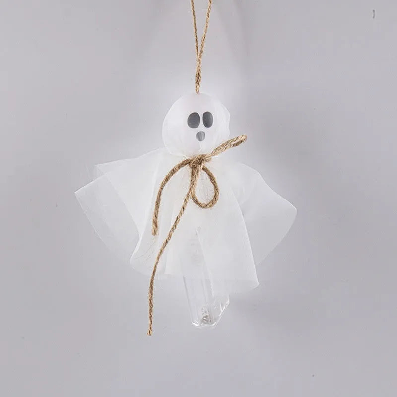 Halloween LED lantern chain with 20 PVC ghost lights powered by battery box