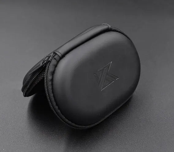 Black oval leather earphone storage bag for EDX PRO, ZEX PRO, and DQ6S earphone models