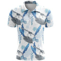 Man's loose-fit 3D printed short sleeve T-shirt in bird eye cloth polyester, showing colour and pattern detail.