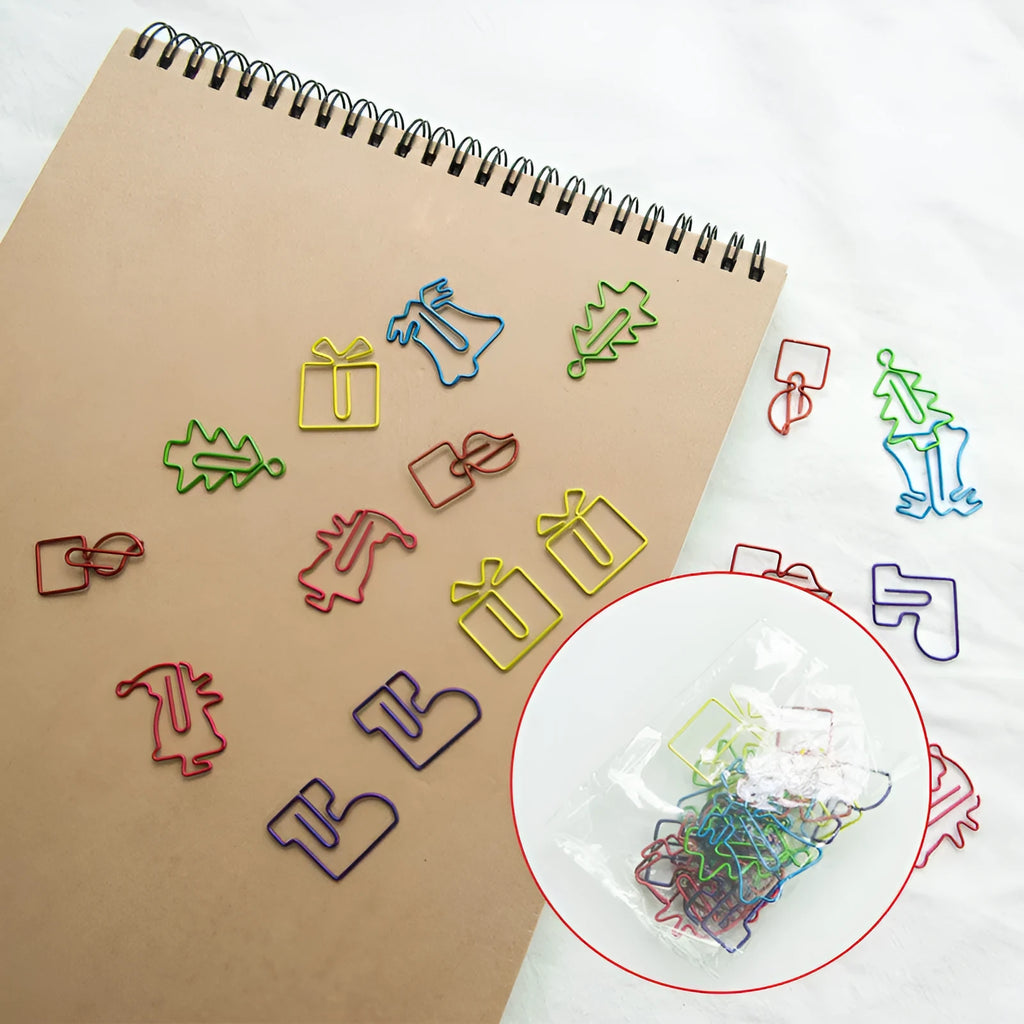 Christmas series mixed colour paper clips assortment with metal alloy PET coated construction