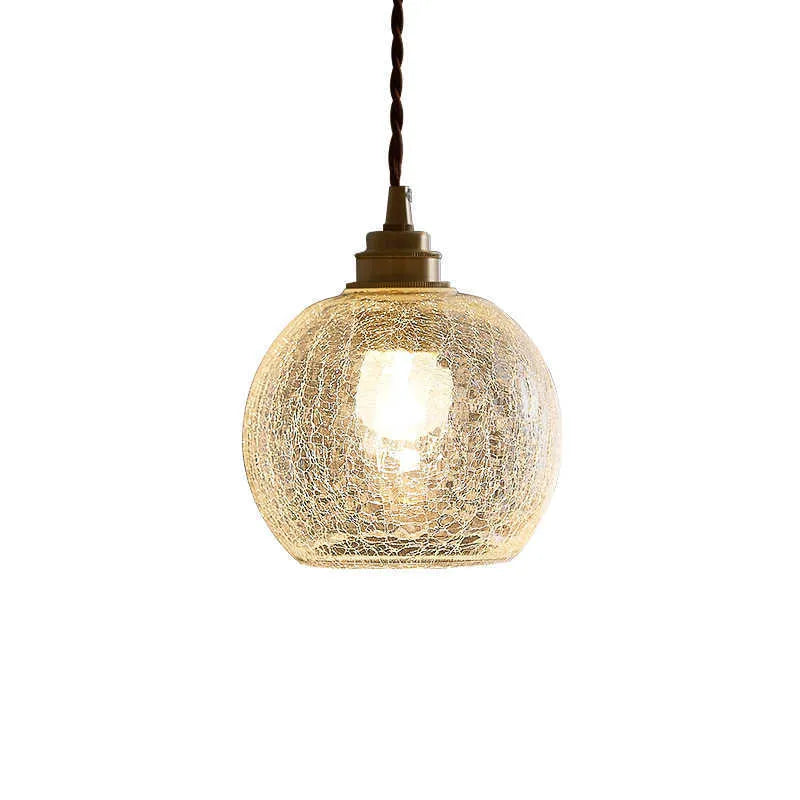 Brass and glass ball chandelier with spherical design measuring 17.5cm diameter