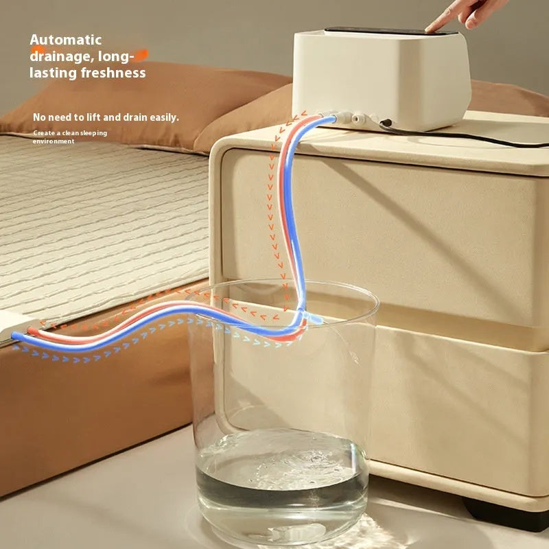 Aideng white electric water blanket with smart host unit shown on bed