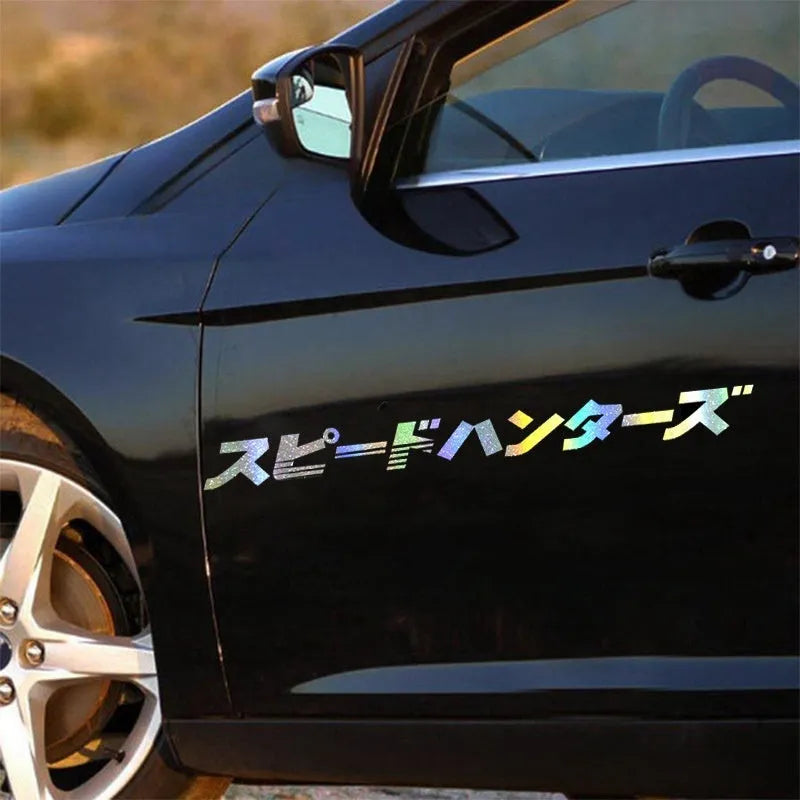 Japanese pattern 100cm long black car windshield sticker on glass
