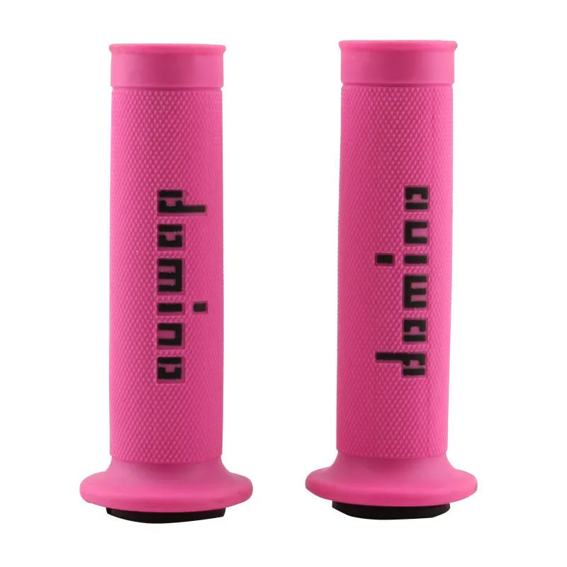 A pair of motorcycle handle gel grips in rubber, showing 22mm and 24mm size options and multiple colour choices.
