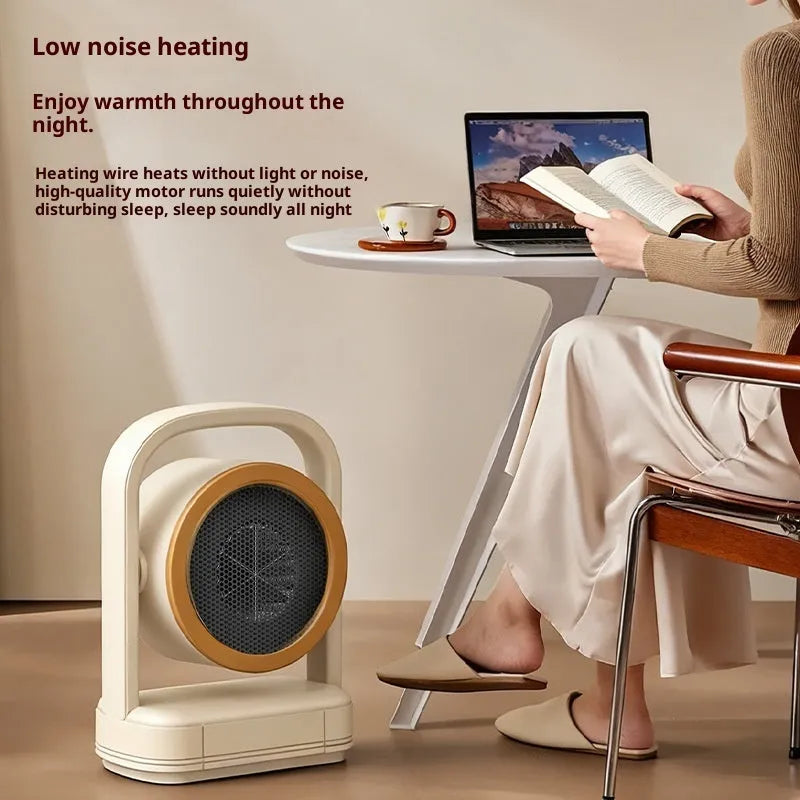 Beige or dark gray desk heater, 500W, shaking head, 215mm x 126mm x 300mm, for rooms under 10 sq m