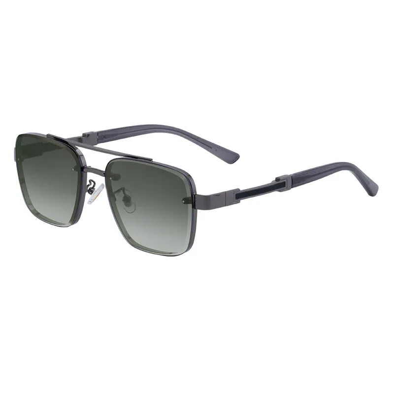 Men's vintage sunglasses with UV400 protection in gold double grey colour with PC frames
