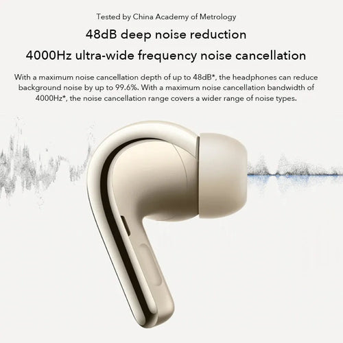 Black and gold active noise cancelling true wireless Bluetooth earbuds with charging case