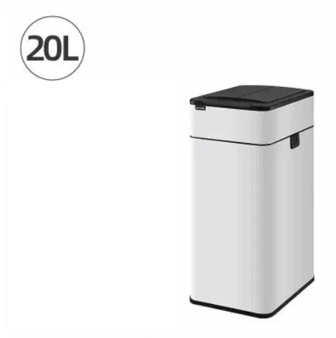 Stainless steel square inductive smart trash can with sensor lid and large capacity.