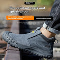 Mid-calf welding safety shoes with steel toecap in khaki and grey colour options
