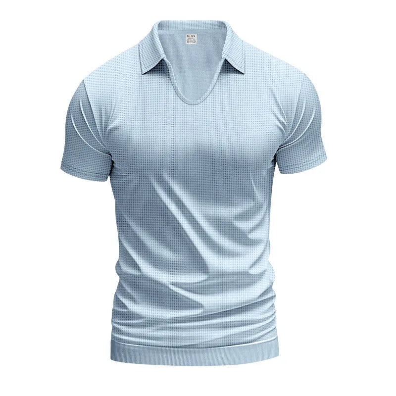 Men's casual V-neck short sleeve cotton blend tee in loose fit summer design