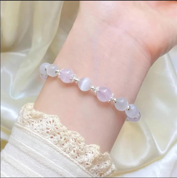 Opal Amethyst colour crystal bracelet with moon shape, cute style, sized over 20mm.
