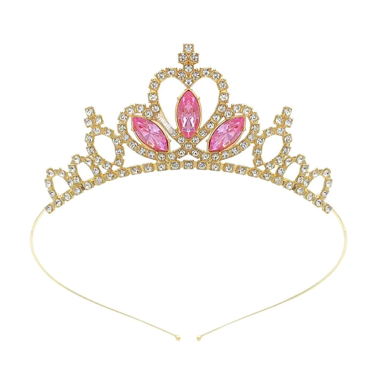 Girl's electroplated alloy princess crown headdress in gold and silver colour variations for birthday parties