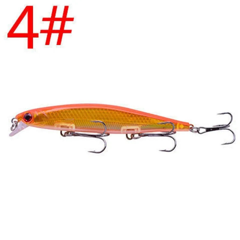 Tossing Submerged Suspended Mino Lure soft plastic fishing bait, 11cm long, in assorted colours.
