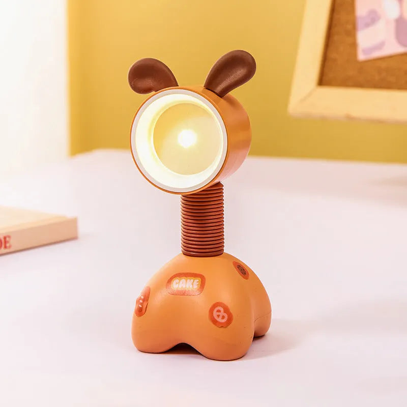 DIY cartoon character small night lamp with adjustable magnetic head in bear design on desk