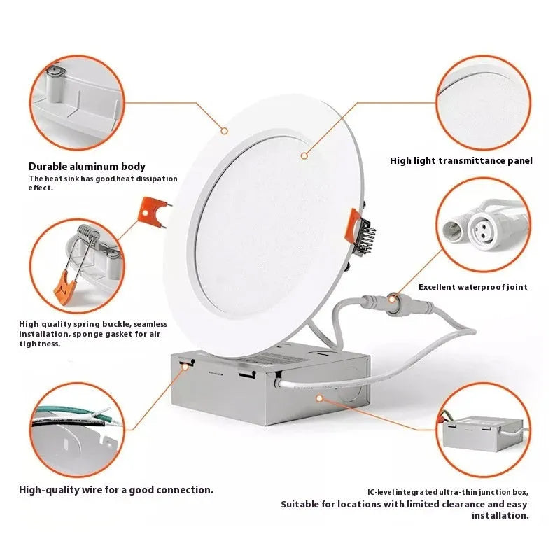 Large round iron box panel light with 3CCT 5CCT dimmable aluminium shell for ceiling installation