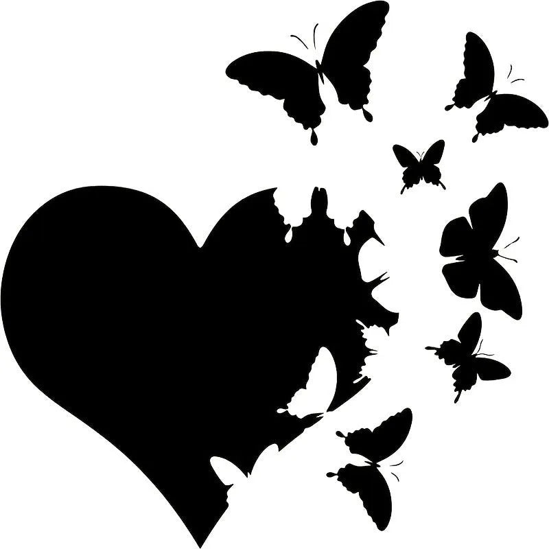 Square butterfly car decoration sticker measuring 15cm, available in six colours
