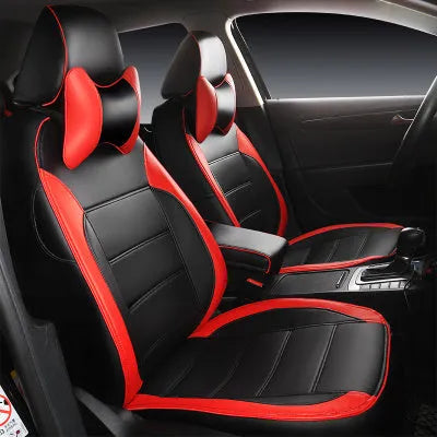 Cow leather car seat cover with binding style construction in beige colour option on passenger seat