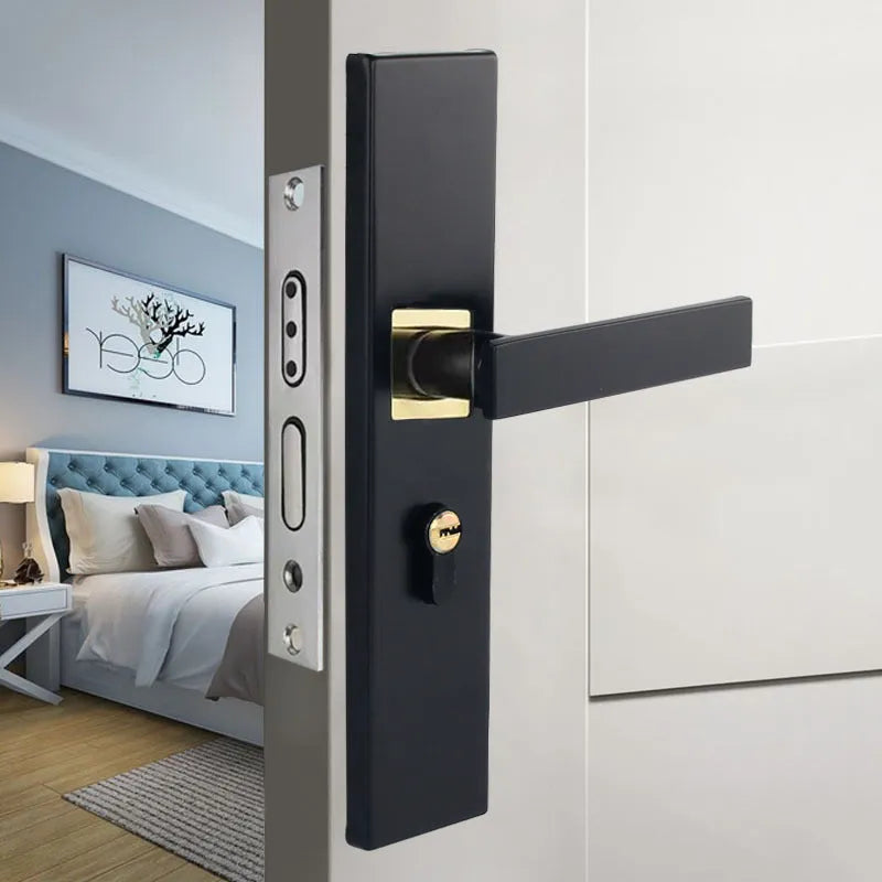 Indoor split magnetic door lock handle for timber doors in aluminum alloy construction