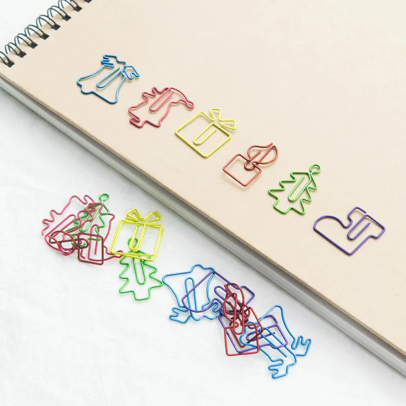 Christmas series mixed colour paper clips assortment with metal alloy PET coated construction