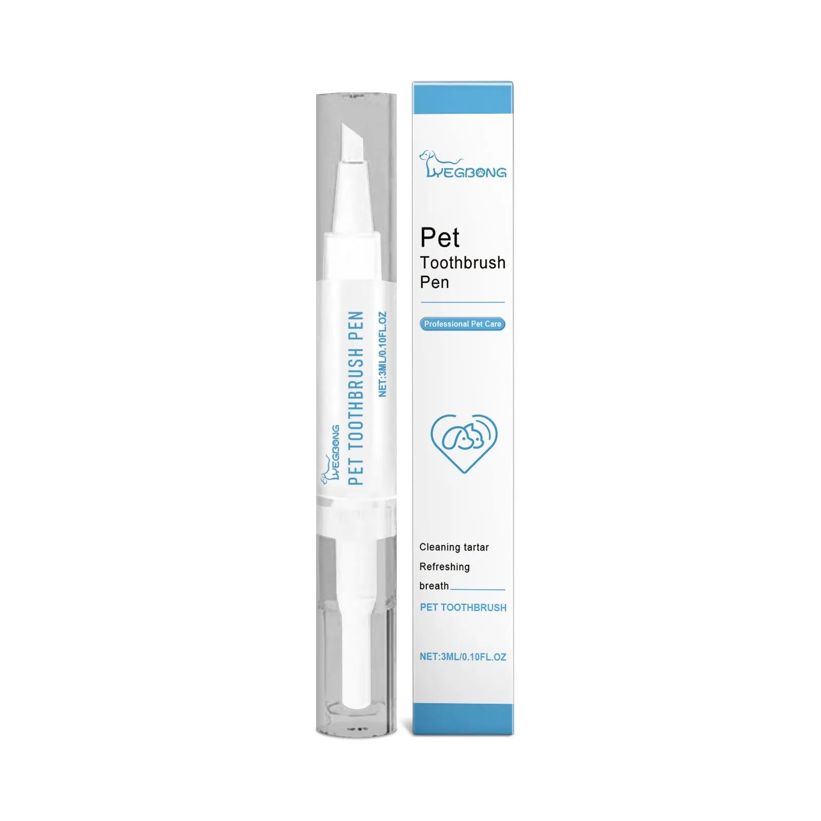 Pet teeth cleaning brush with 12.5cm dental applicator and integrated brush head