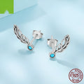 Silver coloured feather stud earrings with genuine turquoise inlay, Chinese style, SCE1896 colour