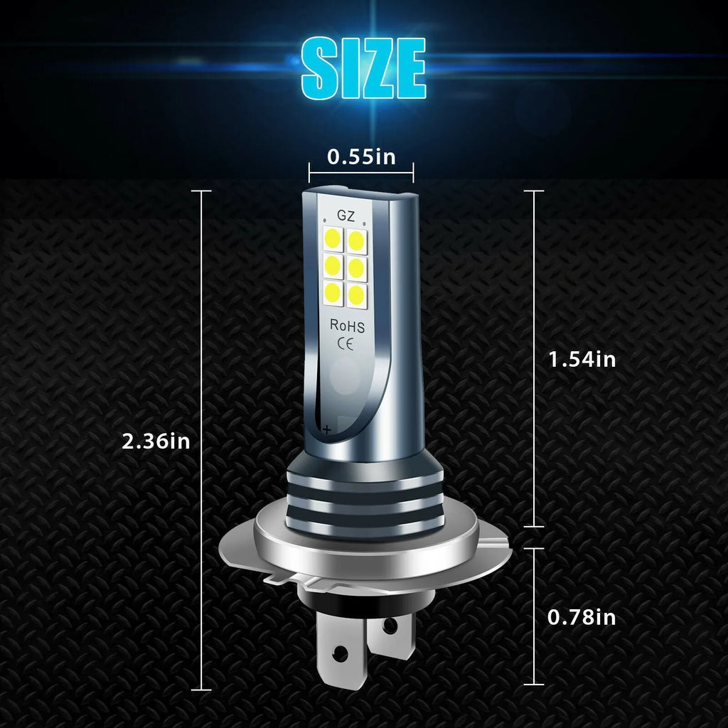 Automotive LED fog lamp bulb with aviation aluminium housing and 12 SMD chips