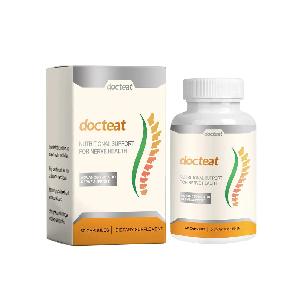 DOCTEAT Body Care Glue Wrap bottle containing 60 capsules of adhesive wrap for joint comfort massage treatment