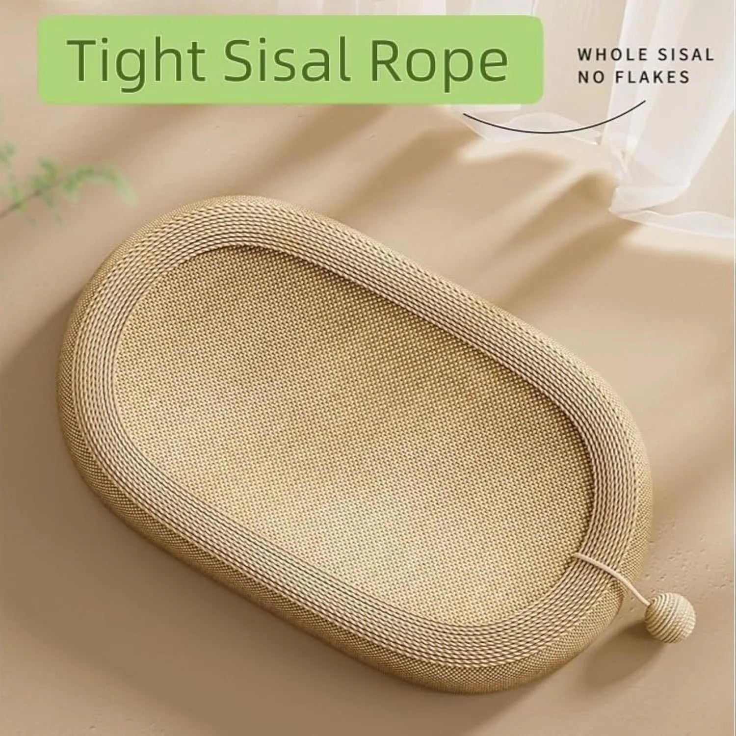 Large natural sisal cat scratching board with an adorable design and a lounging platform.