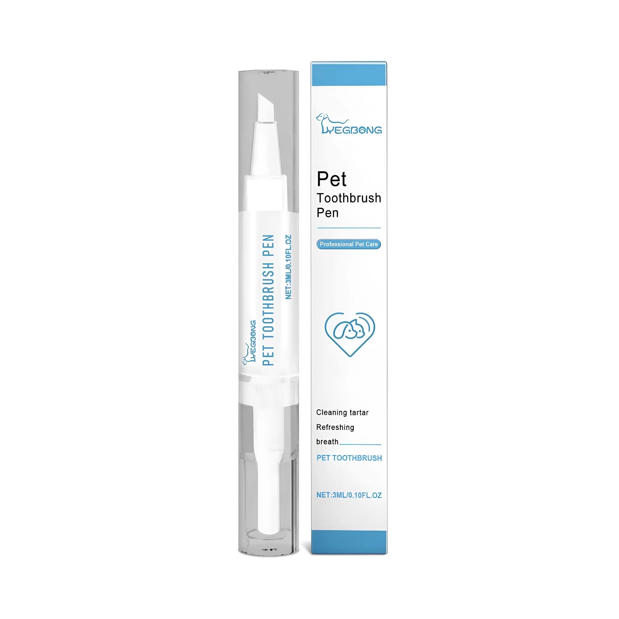Pet teeth cleaning brush with 12.5cm dental applicator and integrated brush head