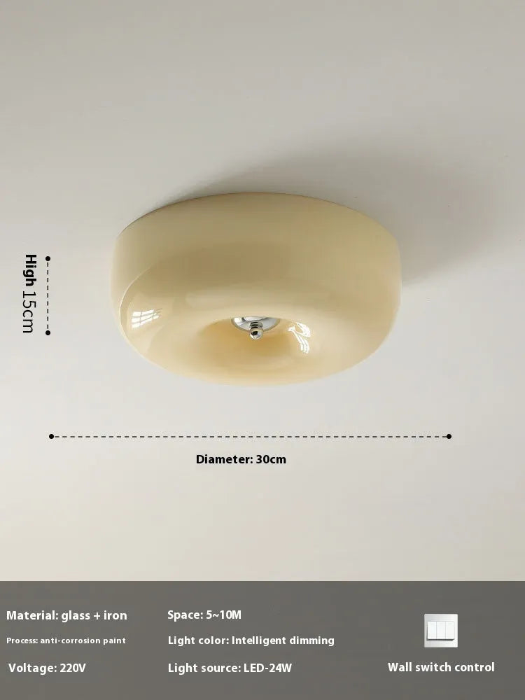 Antique style cream coloured bedroom ceiling lamp with three-colour light adjustment.