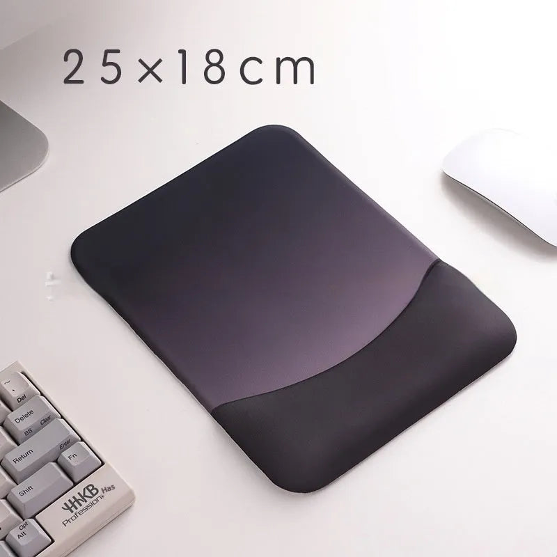 Square silica gel wrister mouse pad showing wrist strap support and anti-slip base