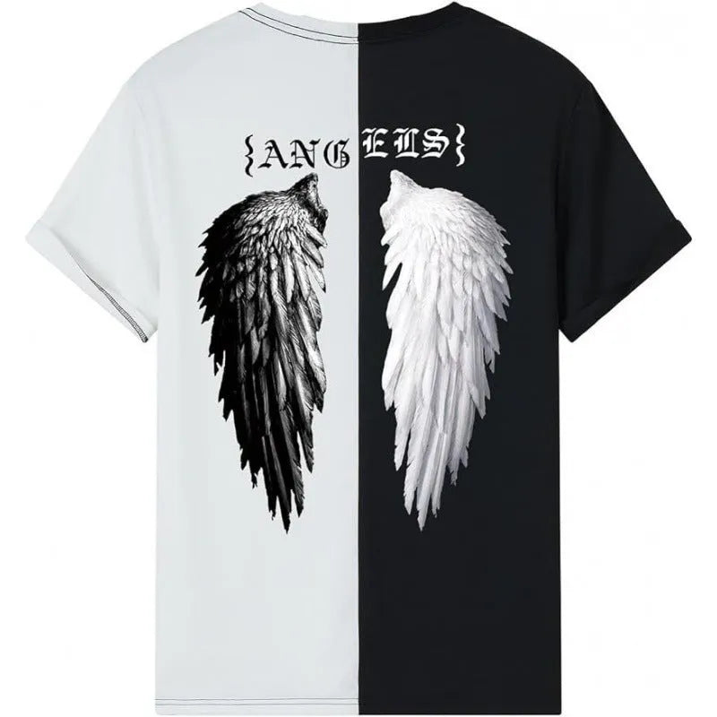 Men's printed street style short-sleeved sports t-shirt with digital pattern on polyester fabric