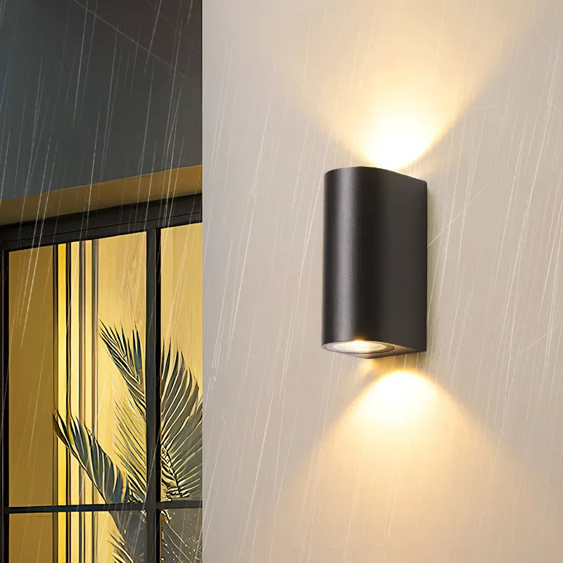 Black square aluminium outdoor waterproof LED wall lamp 5W IP65 rating warm white light