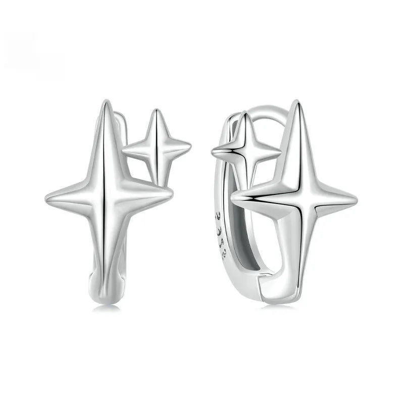 Minimalist star ear clips in oxidised sterling silver with two design options BSE1076 and BSE1076B