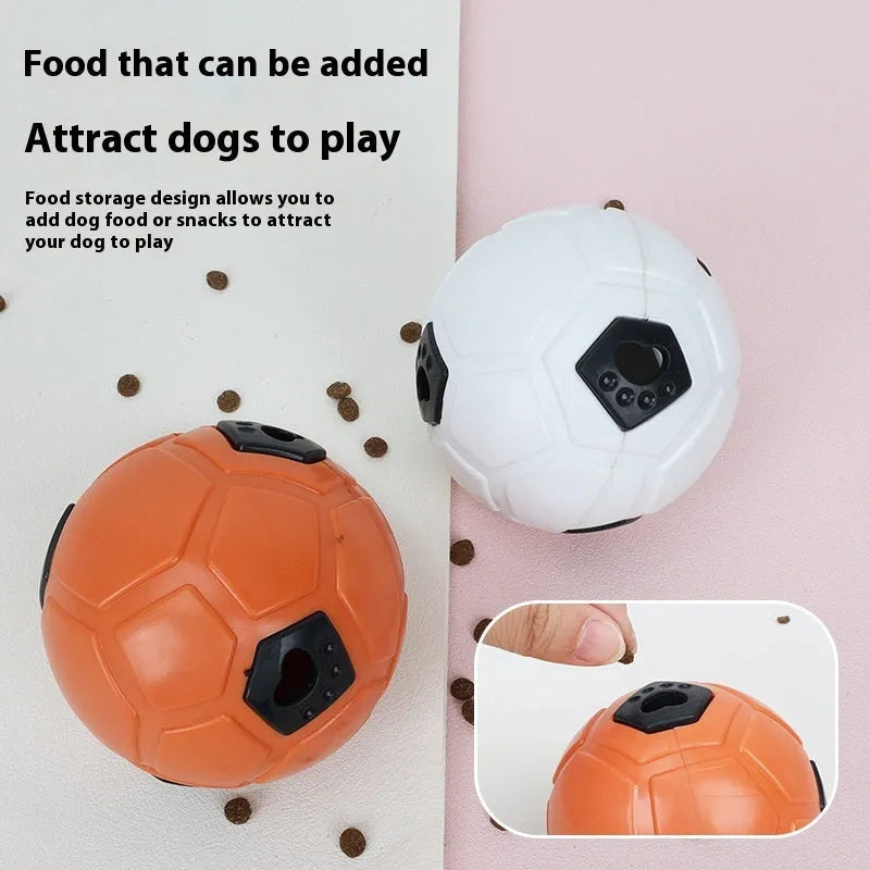 Orange and white TPR dog toy ball showing hollow style and teeth cleaning stick design options