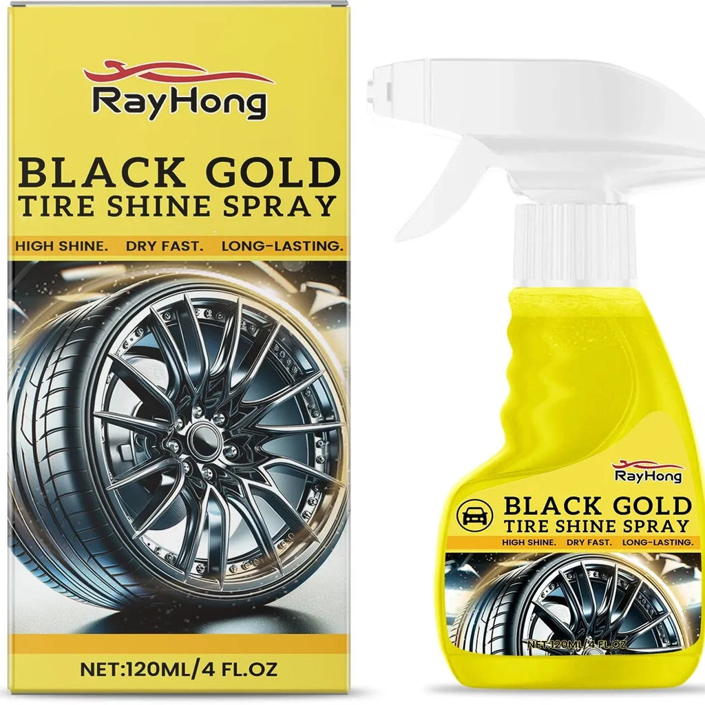 Black Gold Tire Shine Spray 120ml bottle with tyre dressing formula