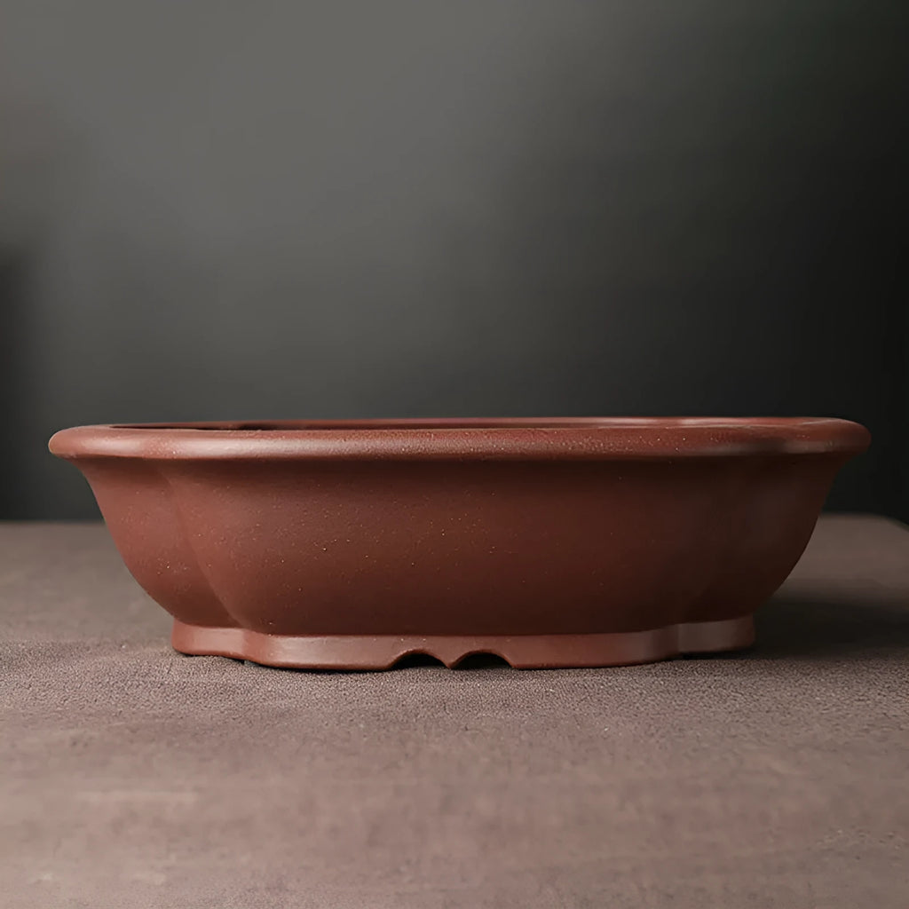 Handmade purple clay bonsai basin with classical Chinese style measuring 25x20x7cm