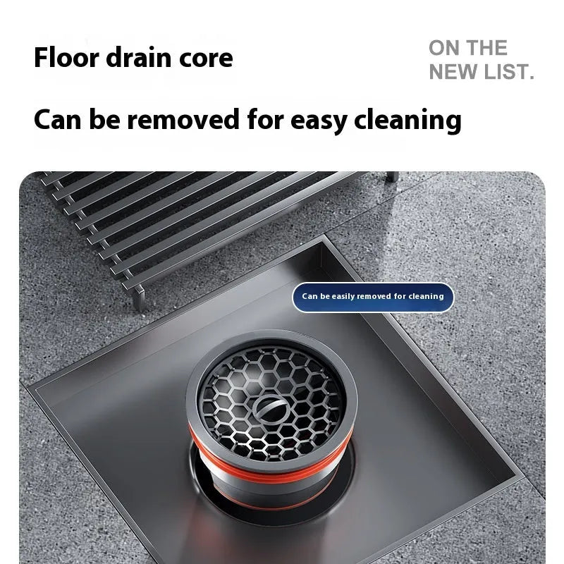 Gun grey 304 stainless steel courtyard floor drain with a 15x15cm grating.
