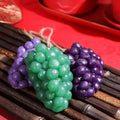 Purple and green handmade grape soap bars with grape cluster design, 80g net content