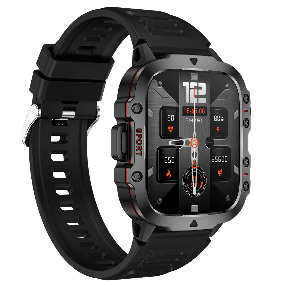QX11 Smart Bluetooth Watch in black zinc alloy case with TFT touch screen displaying heart rate data