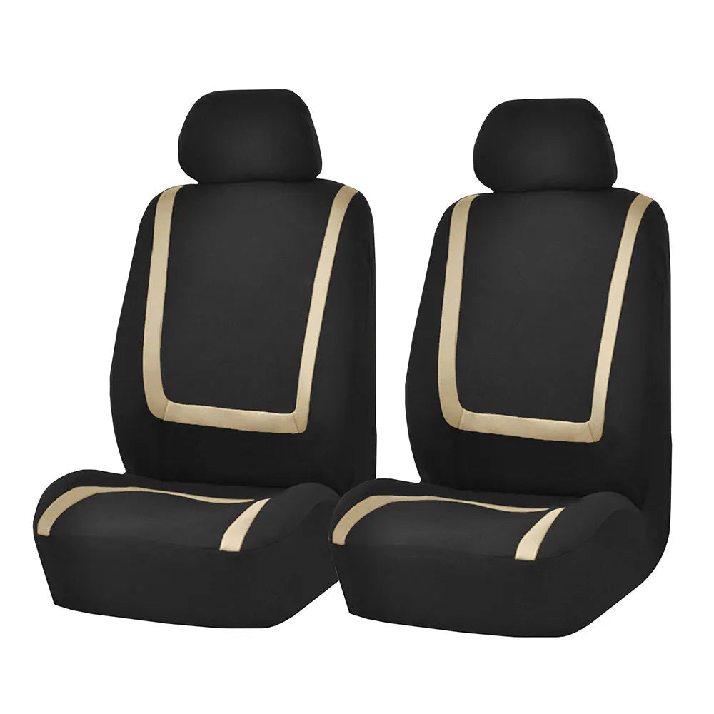 Fully enclosed car seat cover set showing fabric material and multiple colour combination options