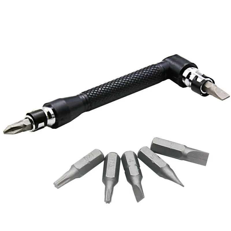 Mini L-shaped double-headed socket wrench set with 10 bits and 10 sockets in 45# steel