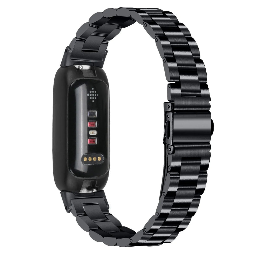 Stainless steel fashion three-bead watch strap for Fitbit Inspire 3 in multiple colour options