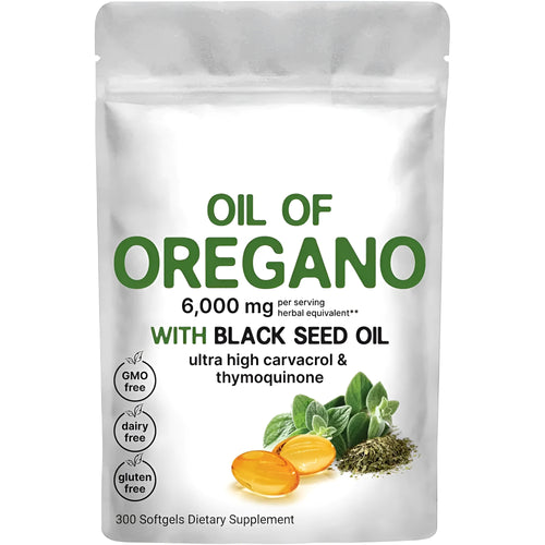Butter Black Seed Oil Soft Capsules bottle showing 180 or 300 count options for adults.