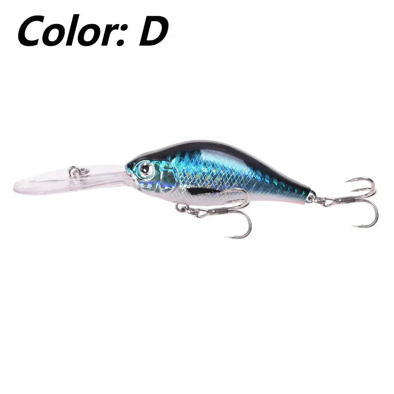 Little Fat Man deep diving minnow fishing lure with long lip, showing colour options.