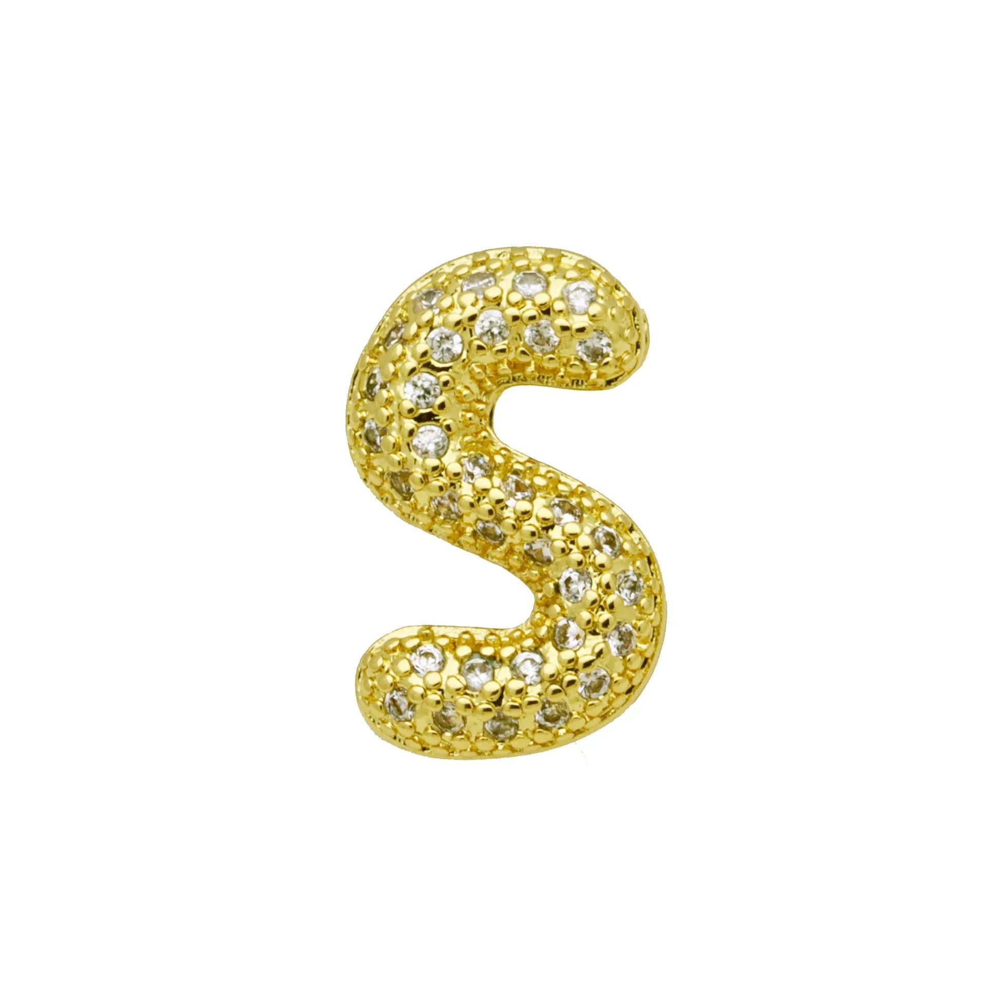 Copper letter bracelet with zirconium inlay showing detailed English character modelling in gold finish